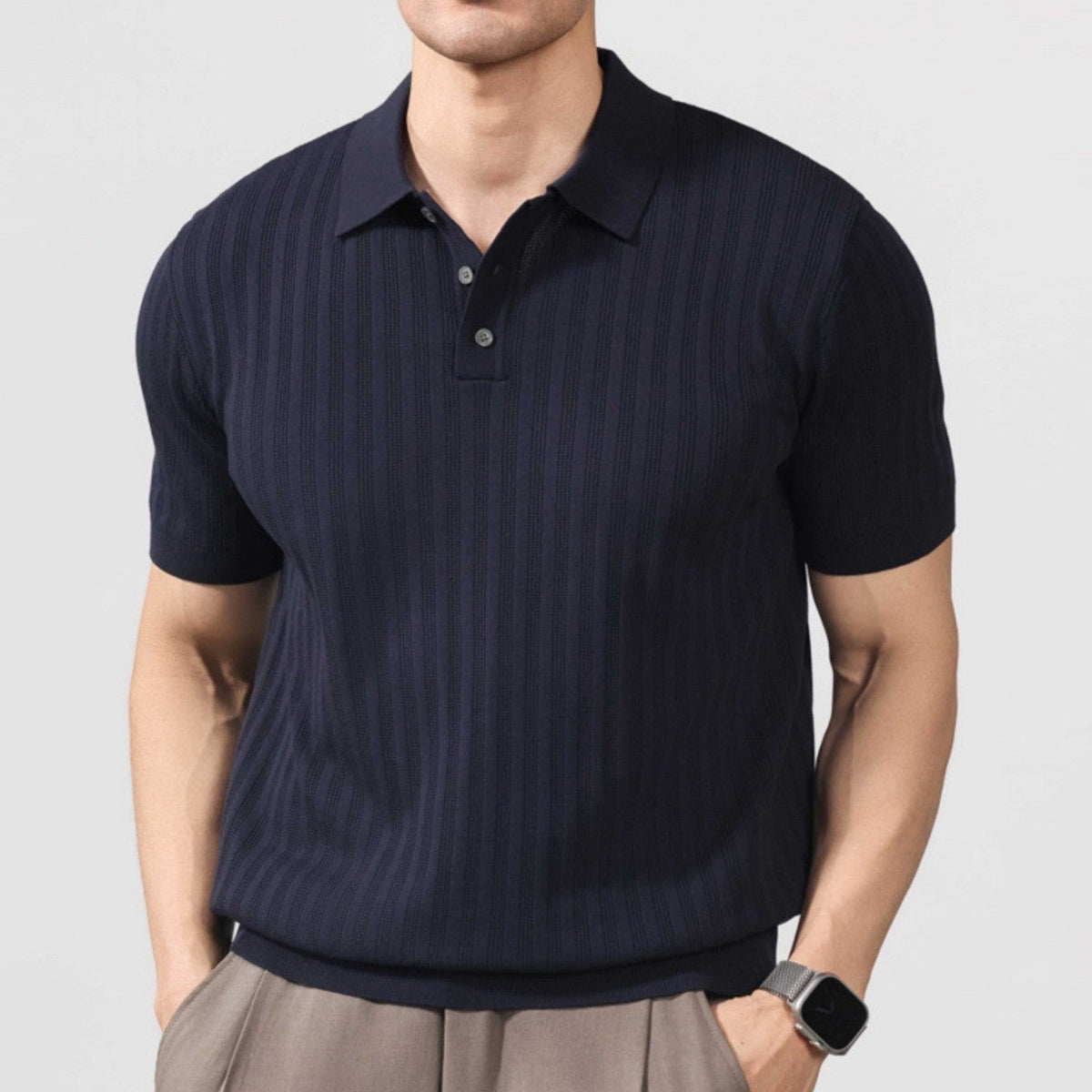 Sage knit polo shirt - Navy