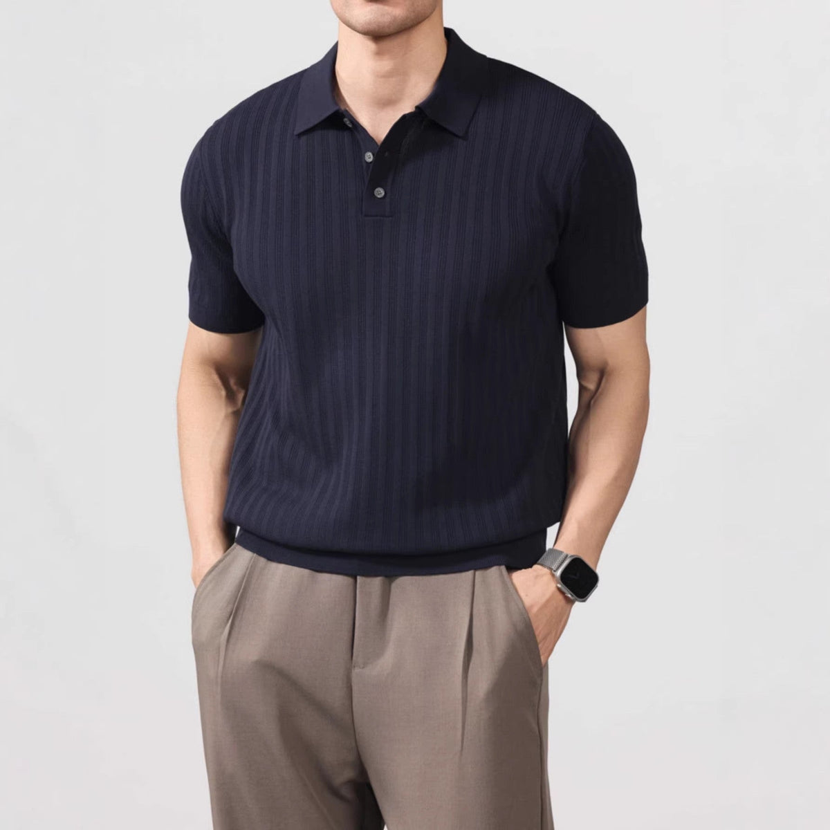 Sage knit polo shirt - Navy