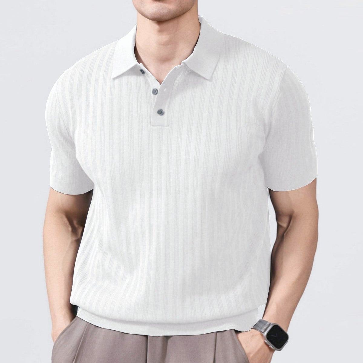 Sage knit polo shirt - White