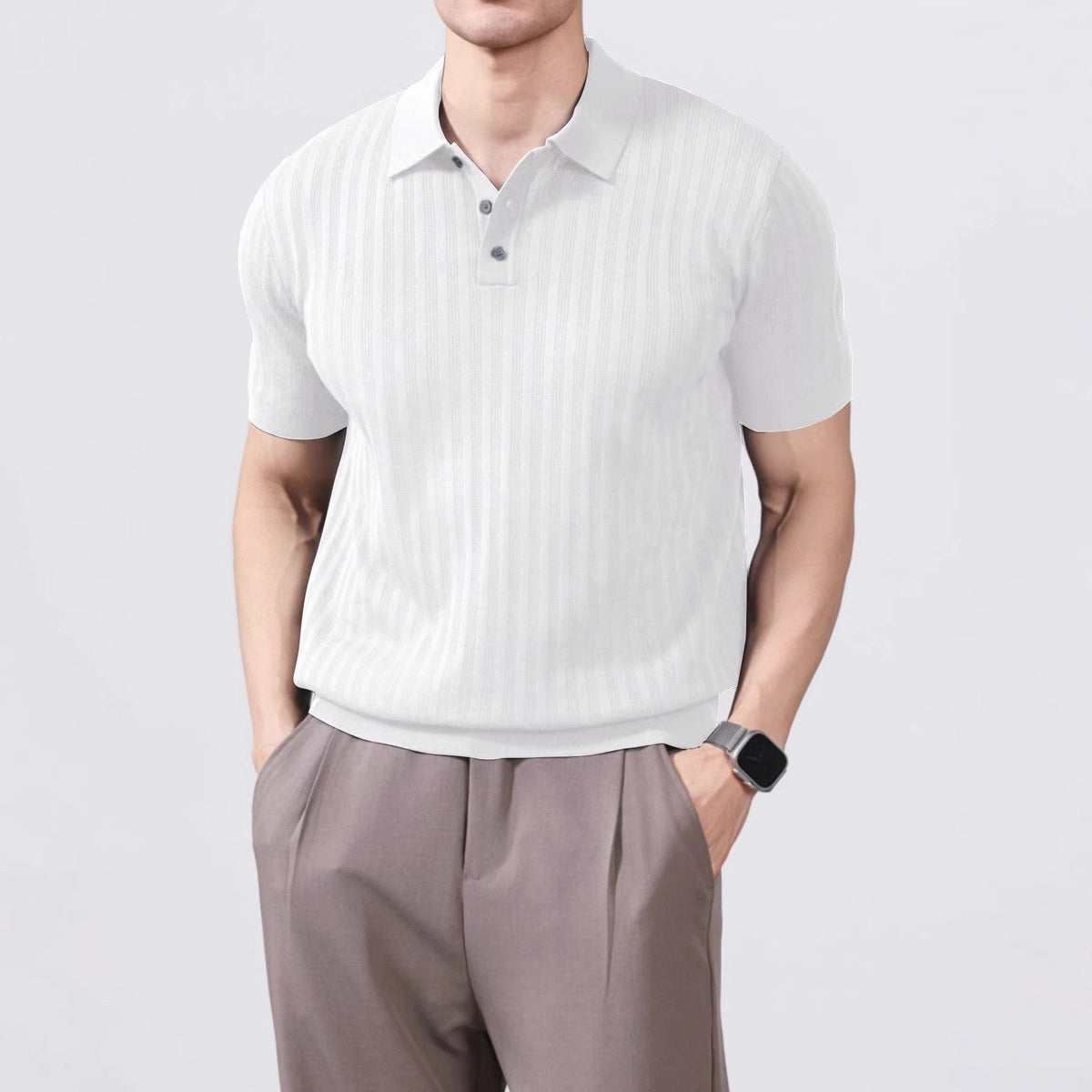Sage knit polo shirt - White