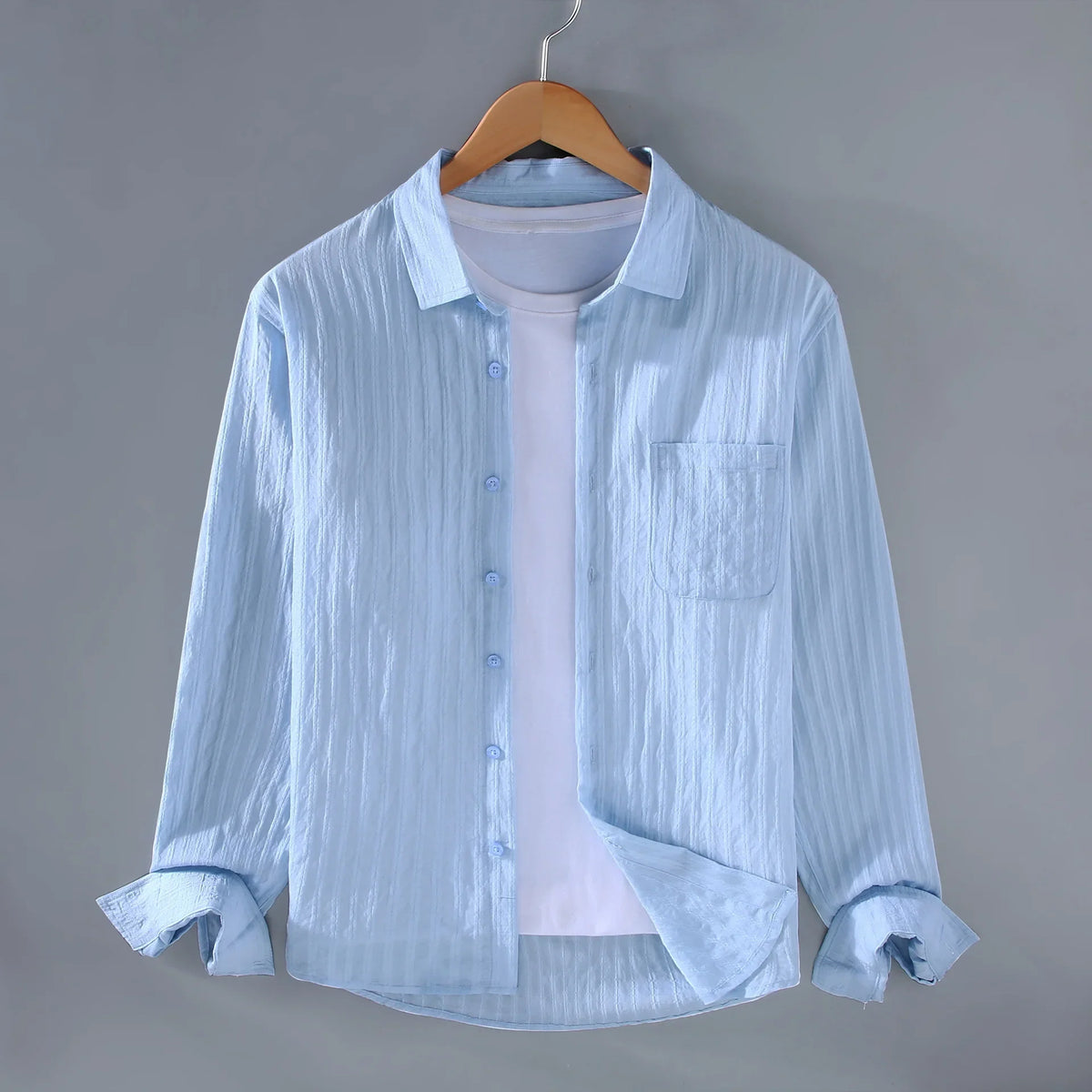 Light Blue linen long sleeve shirt
