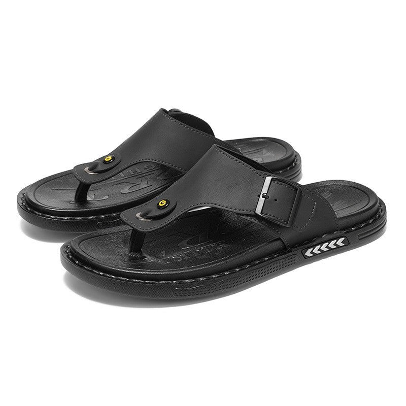 Simon leather thong sandals - Black