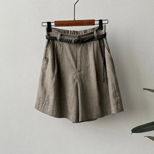 Sofia linen pleated shorts - Gray