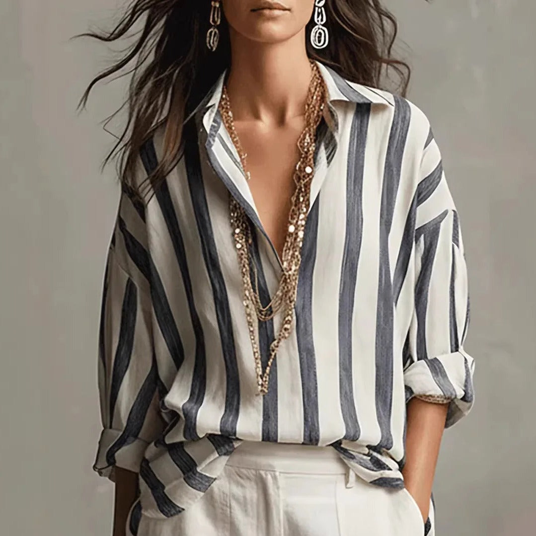 Sophia striped linen shirt - Black