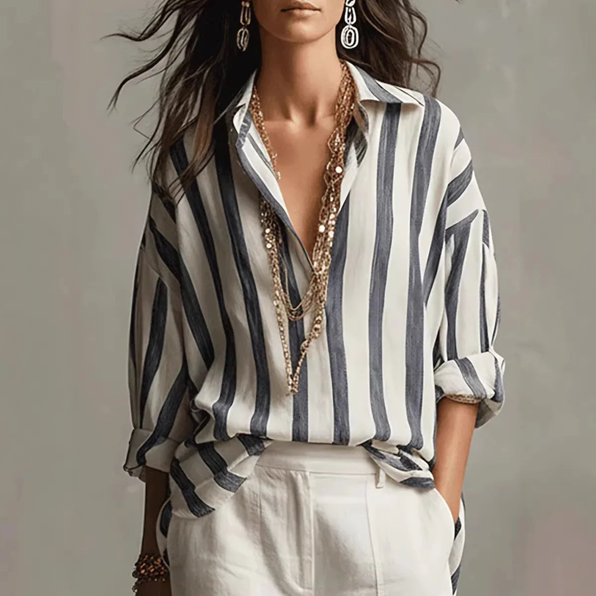 Sophia striped linen shirt - Black