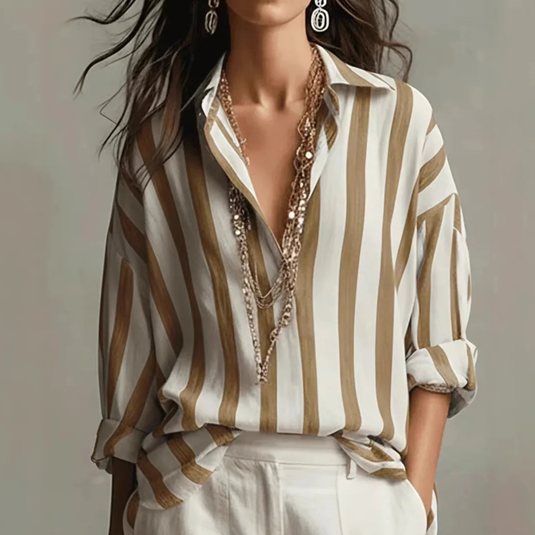 Sophia striped linen shirt - Brown