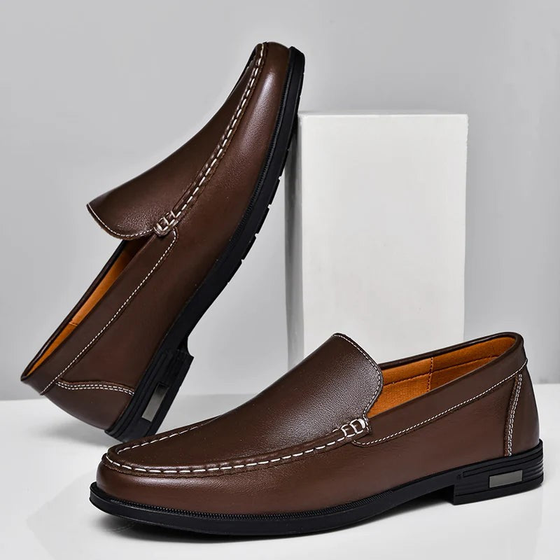 Stefan leather slip on loafers - Brown top
