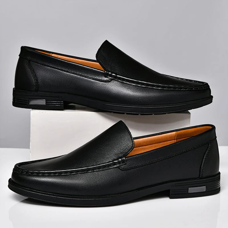 Stefan leather slip on loafers - Black detail