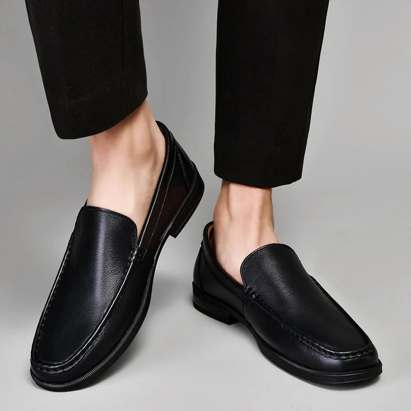 Stefan leather slip on loafers - Black heel