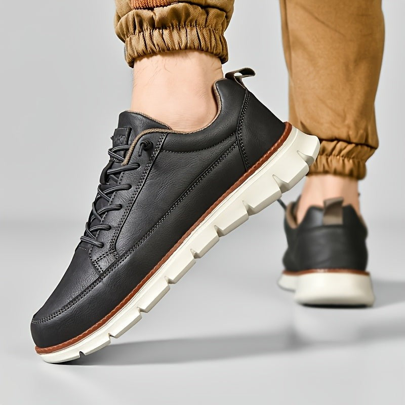 Stefan leather low top dress sneakers - Black on foot