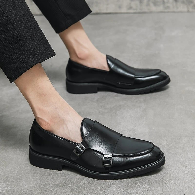 Stefan buckle monk strap dress shoes - Black