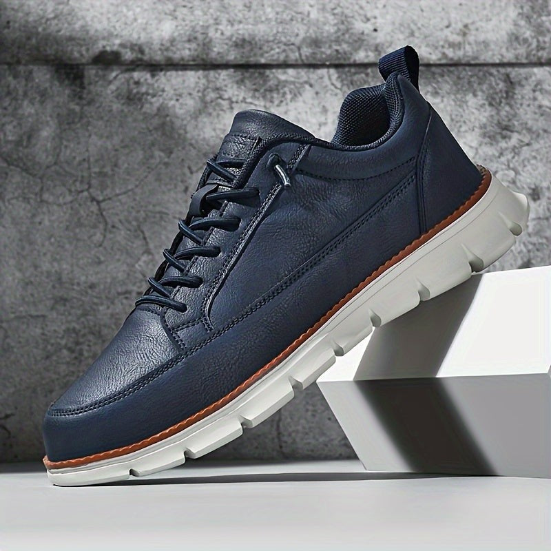 Stefan leather low top dress sneakers - Blue pair view