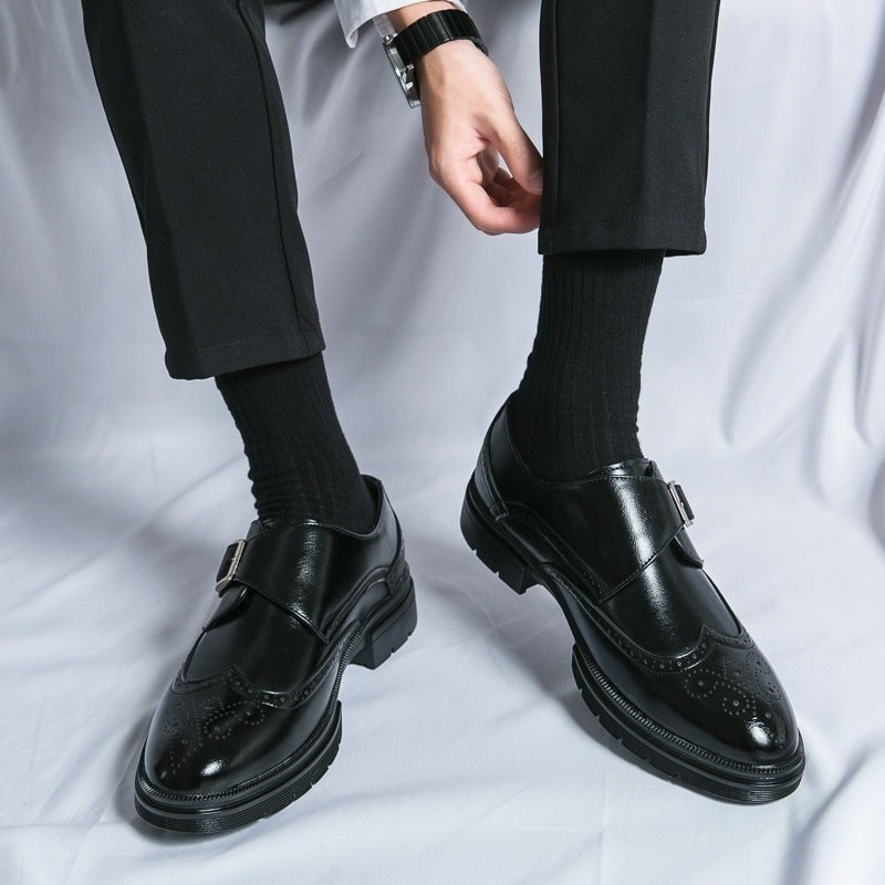 Stefan brogue monk strap dress shoes - Black sole