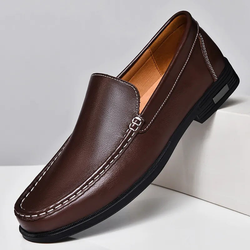 Stefan leather slip on loafers - Brown