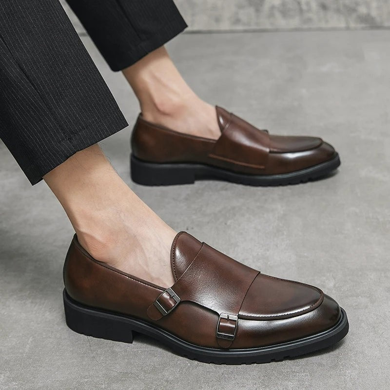 Stefan buckle monk strap dress shoes - Brown