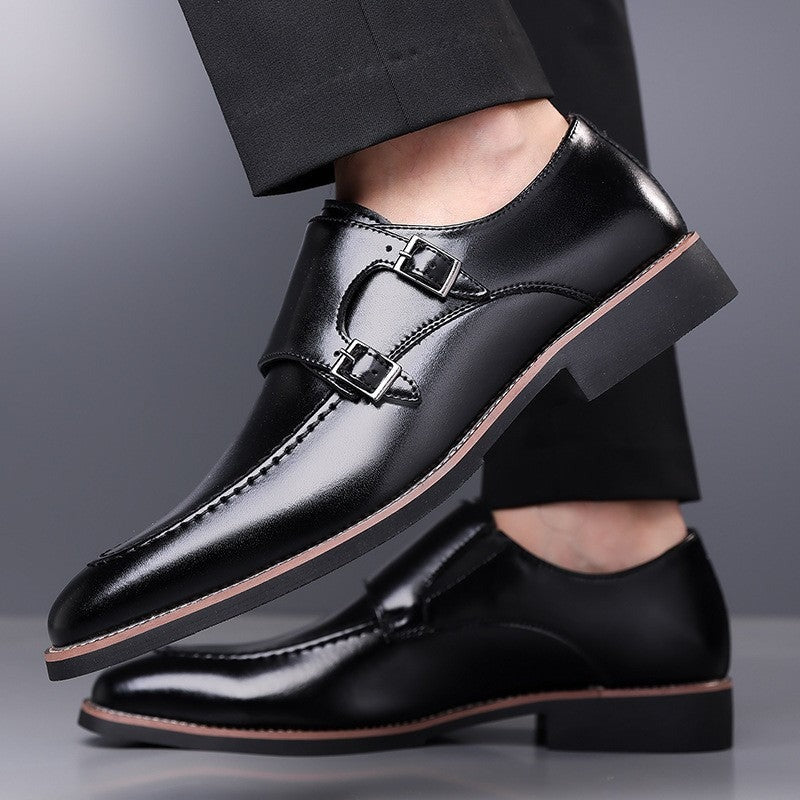 Stefan monk strap dress shoes - Black on foot