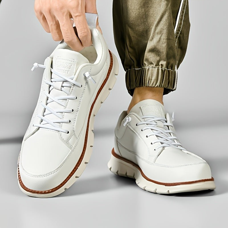 Stefan leather low top dress sneakers - White on foot