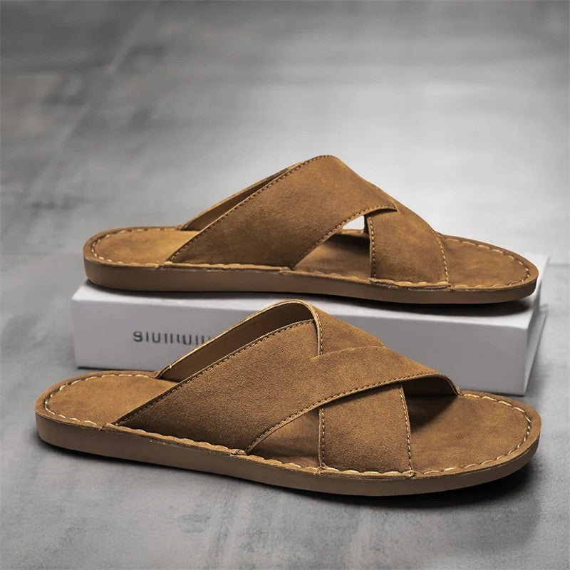 Tomas suede slide sandals - Brown