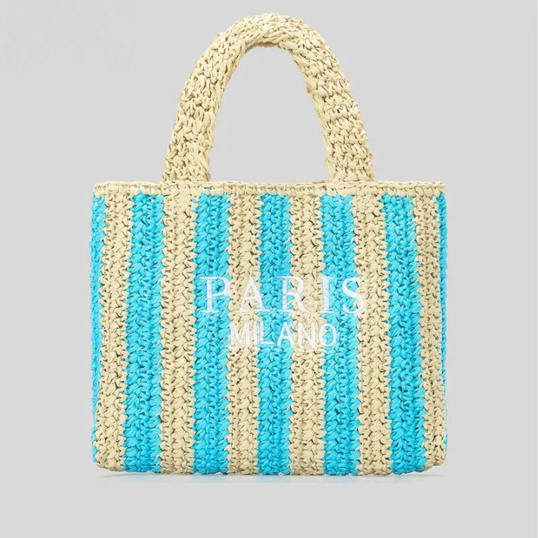 Chloe woven straw tote bag - Blue