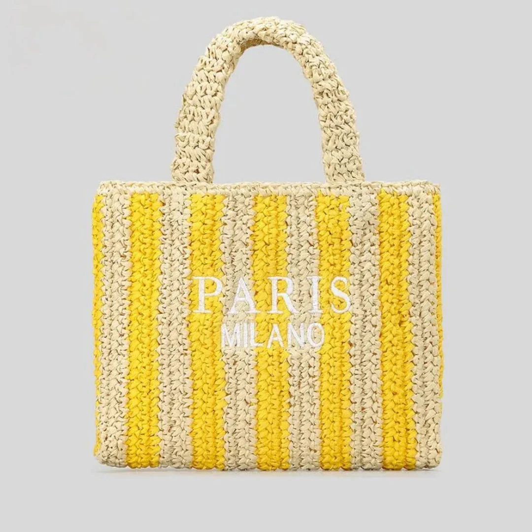 Chloe woven straw tote bag - Yellow
