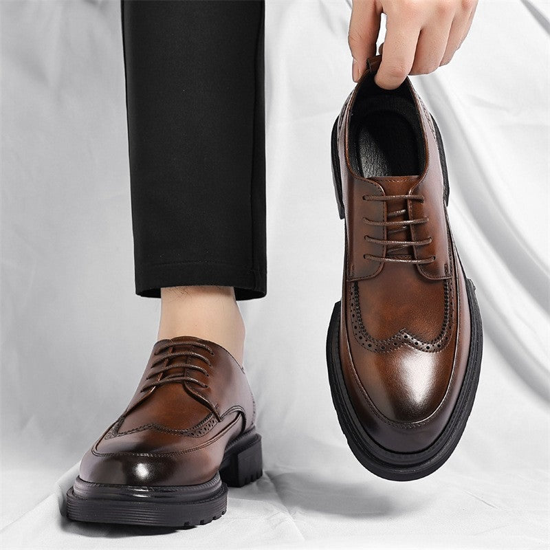 Victor brogue derby dress shoes - Brown, on foot