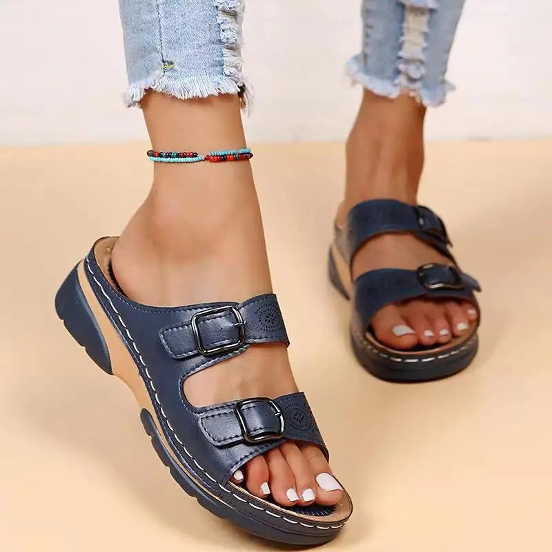 Ava wedge sandals detail view