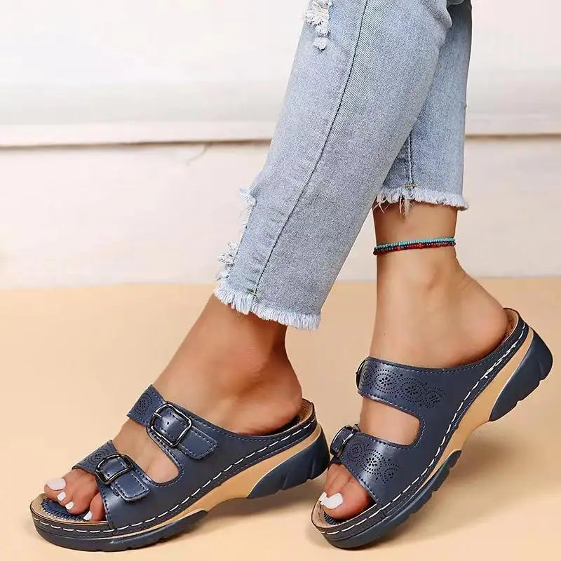 Ava wedge sandals strap detail