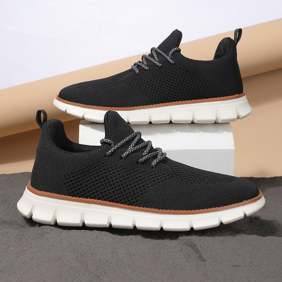 Liam Men's Casual Knit Mesh Sneakers - Black