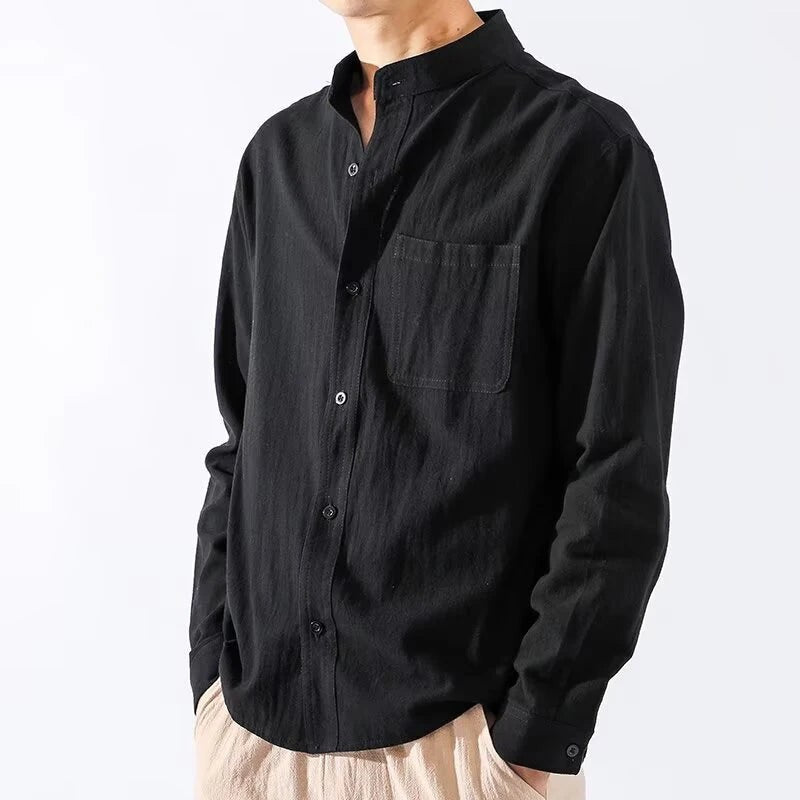 Oliver Black linen shirt front