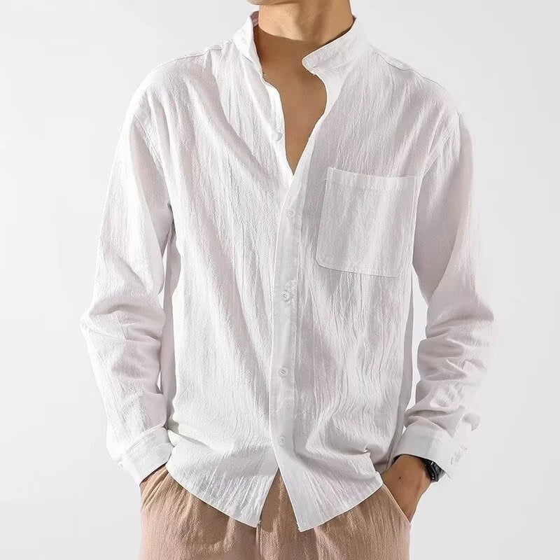Oliver White linen shirt front